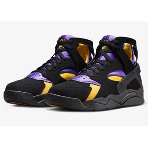 Nike Air Flight Huarache “Lakers Away” Black Varsity Purple Sz 9 FD0188-001